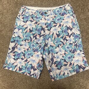 American Eagle Shorts Next Level Flex Mens Sz 30 Blue Floral Tropical Vacation‎